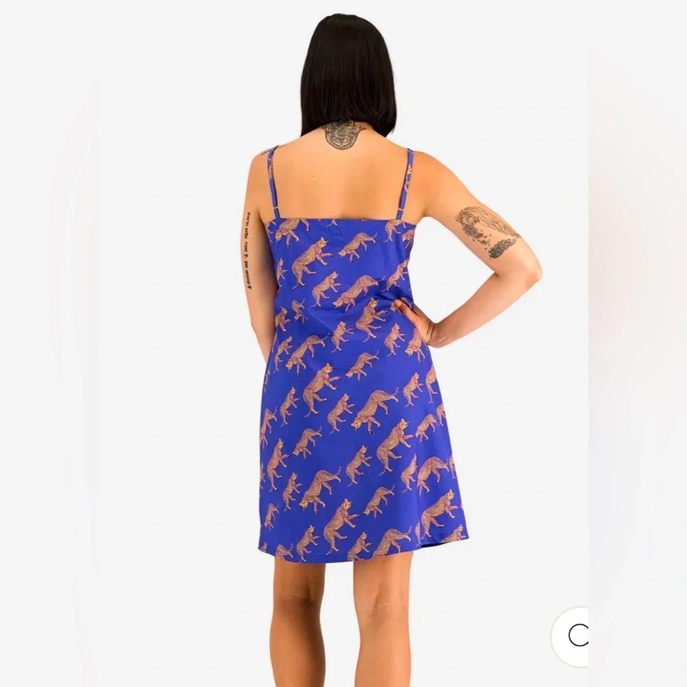 Woodstock Laundry Blue Cheetah Print Chemise Nighty Slip Dress Size M NWT - Picture 2 of 5